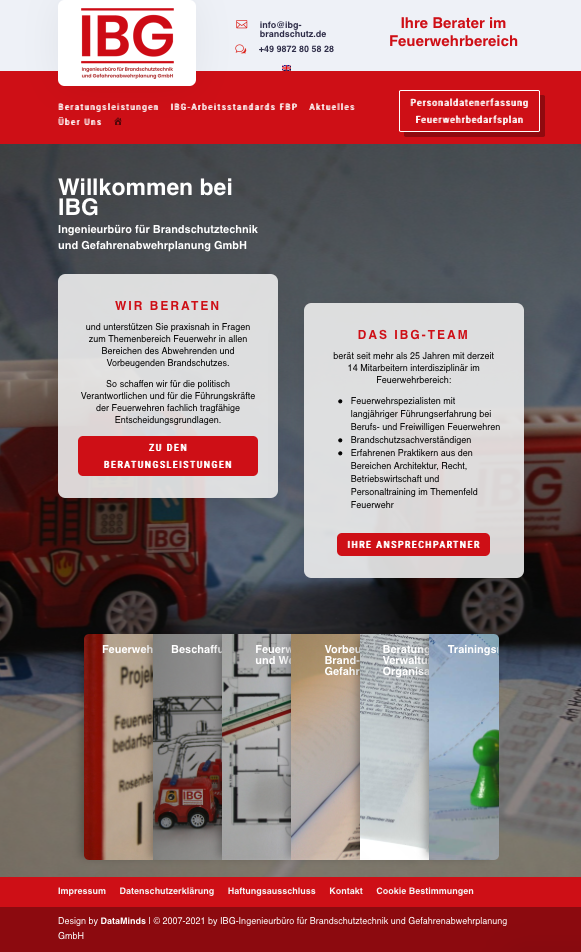 IBG Brandschutz Webdesign von Data Minds